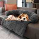 Calming Dogs/Cats Bed Mats, Dog Pad Washable Removable Couch Cover, Plush Long Fur Mat for Pets, Waterproof Lining, Perfect for Small, Medium and Large Dogs and Cats (Dark Gray, 36"x31")