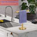 Gold Hand Towel Holder Stand for Bathroom Vanity Countertop SUS304 Stainless Steel T-Shape Free Standing Towel Rack Stand Towel Bar for Bathroom Kitchen