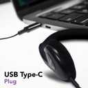 Maxell HP101 Type-C Lightweight Headphones, Built-in Microphone, Adjustable Headband, 6 Foot Cord, 197236, Black