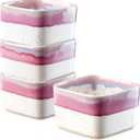 NUTRIUPS 8 oz Ramekins Oven Safe - Square Custard Cups, Ceramic Ramekins for Pudding, Creme Brulee,Souffle, Serving Dip, Ice Cream, 4-Piece Set (Pastel Lilac Flow)