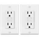 ELECTECK 2 Pack GFCI Outlets 15 Amp, Non-Tamper Resistant, Decor GFI Receptacles with LED Indicator, Ground Fault Circuit Interrupter, Wallplate Included, ETL Listed, White