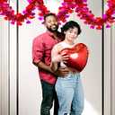 Valentines Tinsel Garland - 66 Ft Rose Red Metallic Heart Shape Valentine's Day Garland Atmosphere Setup for The Confession Scene Tinsel Hanging Twist Hanging Decorations for Party Holiday Supplies