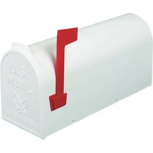 FLAMBEAU NO. 1 WHITE PLASTIC RURAL POST MOUNT MAILBOX