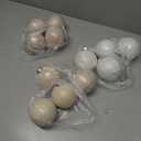 WinnerWhy 12 Pcs Neutral Textured Christmas Ball Ornaments 3.15 Inch Glitter Sugar Matte Cream Beige White Xmas Bulbs with Flocked Velvet Ribbon Rustic Xmas Elegant Modern Christmas Decor for Tree