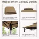 Grill Gazebo Replacement Canopy Roof Hugline 5x8 Outdoor Grill Shelter Canopy Top Double Tiered BBQ Tent Cover Fit for Model L-GG001PST-F (Khaki)