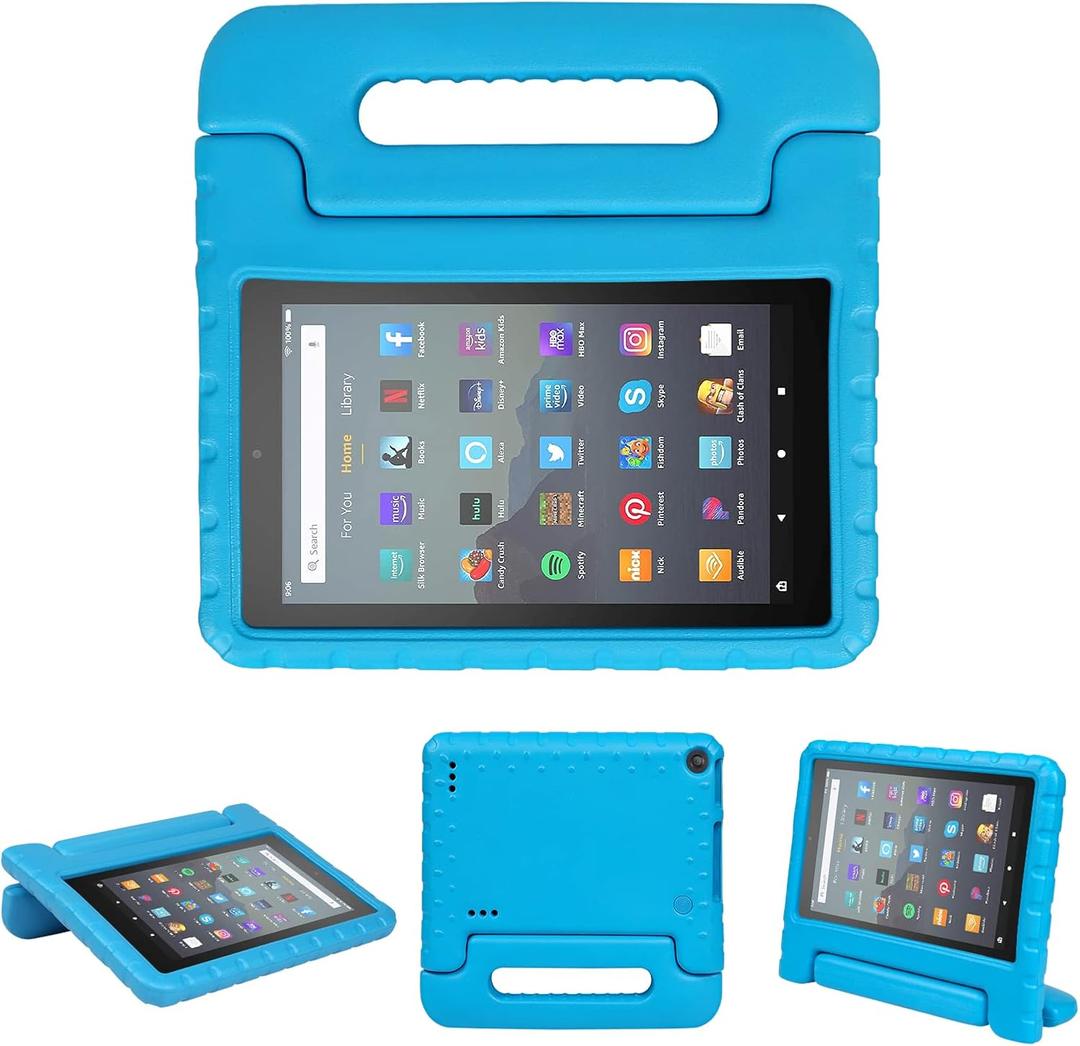 Kids Case for Fire 7 Inch Tablet 9th/7th/5th Generation Tablet (2019/2017/2015 Release) Kid-Proof & Shockproof Case Sturdy Soft Durable EVA Protective Cover with Convenient Handle, Blue