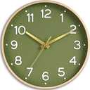 Roymnie Wall Clock Green, Silent Wall Clocks Battery Operated 8 Inch-Modern Non Ticking Analog Clock Decorative for Kitchen Office Bathroom Bedroom(Gold), Pack of 2