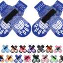 PUPTECK Anti-Slip Dog Socks with Double Sides Grips for Small Medium Large Dogs Hardwood Floors Prevents Licking, Dog Shoes for Hot Pavement Traction Control for Senior Dogs, Royal Blue, XL