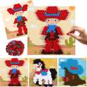 2 x CORNER LACE Cowboy Theme DIY Pom Pom Art Set for Kids Age 3-6 Years Old 3 Pieces - Fun Arts and Crafts, Sensory Activity Creativity Includes 3 Patterns (Blue Red-Cowboy)