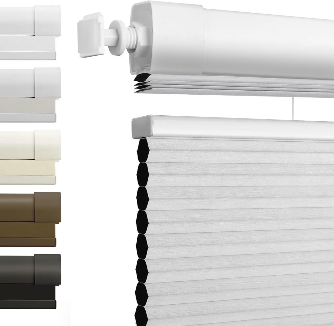 No Drill No Tools Top Down Bottom Up Blackout Cellular Shades White 29.4x64, 29.5"W x 64"H