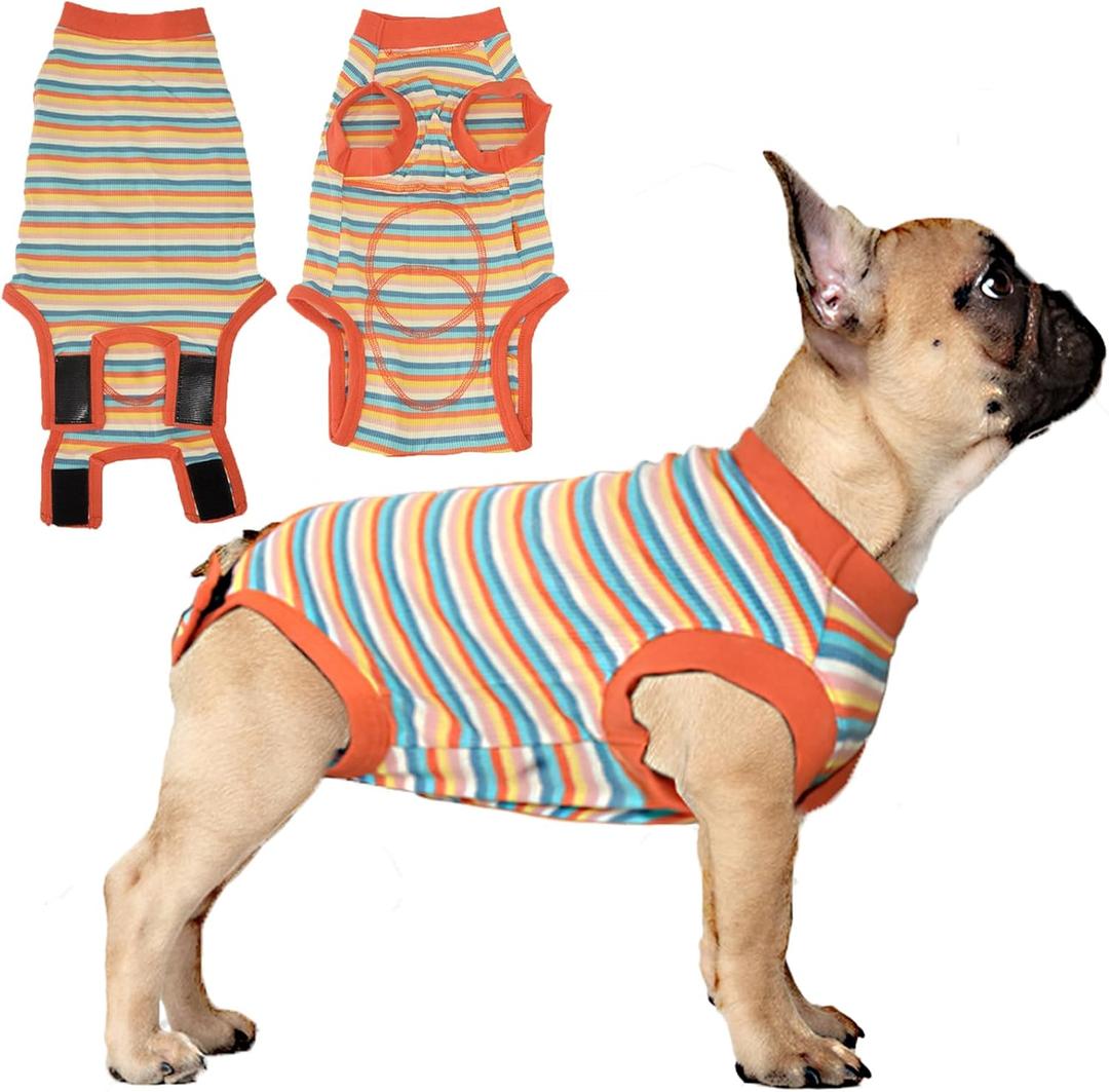 Dog Recovery Suit for Female Male, Medium Surgical Onesie After Surgery, Anti-Licking Neuter Spay, Rainbow, M (Medium (Back 14.6'', Chest 14''-17''))