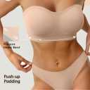 OEAK Strapless Bras for Women Wireless Bandeau Bra Non Slip Push Up Tube Top Seamless Bras Comfortable Padded Bralette XL