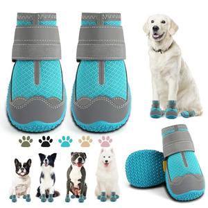 Dog Shoes for Large Dogs, Medium Dog Boots & Paw Protectors for Hardwood Floors, Outdoor Dog Booties for Hot Pavement Winter Snow Hiking, Breathable Dog Shoes with Reflective Strips Size 8