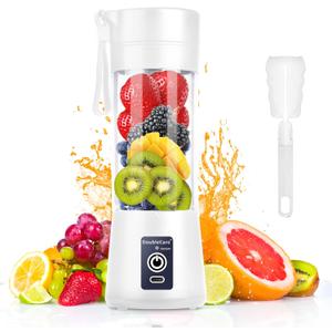 Portable Blender Cup,Electric USB Juicer Blender,Mini Blender Portable Blender For Shakes and Smoothies, Juice,380ml, Six Blades Great for Mixing, White