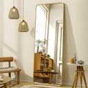 XRAMFY 56"x21" Floor Full Length Mirror Standing Full Body Rounded Corner Rectangle Mirrors with Stand Hanging Wall Mounted Leaning Bedroom Living Room Bedroom Cloakroom,Gold