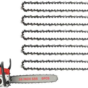 5 Pack 16 Inch Chainsaw Chain 3/8" LP Pitch .050" Gauge 56 Drive Links Fits Echo, Homelite, Craftsman, Poulan, McCulloch, Ryobi, Husqvarna, Greenworks and more