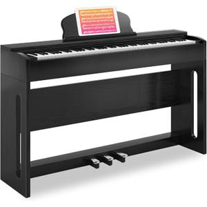 AODSK 88-Key Weighted keyboard piano,Hammer Action Digital Piano with Speakers,Furniture Stand and Triple Pedals,piano keyboard 88 keys Beginner's Course- Support Headphones,Piano Lessons,B-83S