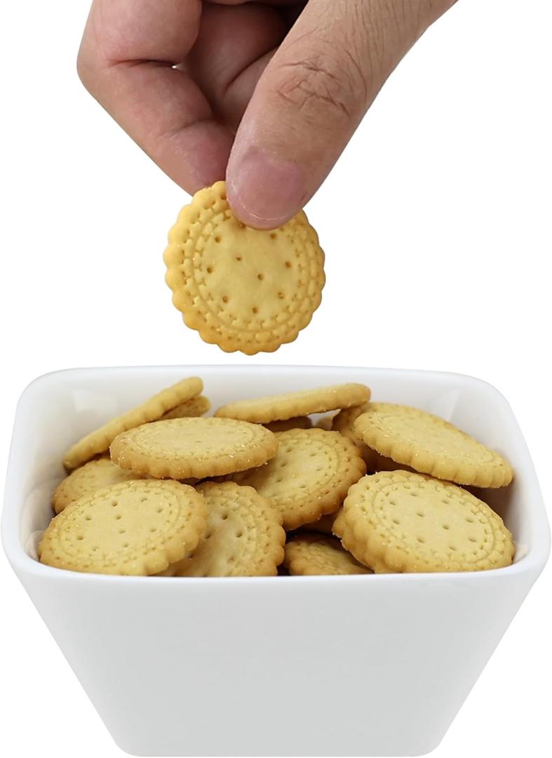 2 Pack Ceramic Bowl with Square Shaped for Serving Rice Soup Fruits Cereal Grains Dessert Snack, Each Capacity 9oz