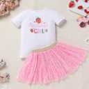 IBTOM CASTLE Birthday Girl Strawberry Sequin Skirt Outfit Pink 4-5Y