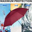 MRTLLOA Extra Large Golf Umbrella, 54/62/68/72 Inch Automatic Open, Oversize Double Canopy Vented Windproof Waterproof Sports Umbrellas for Rain