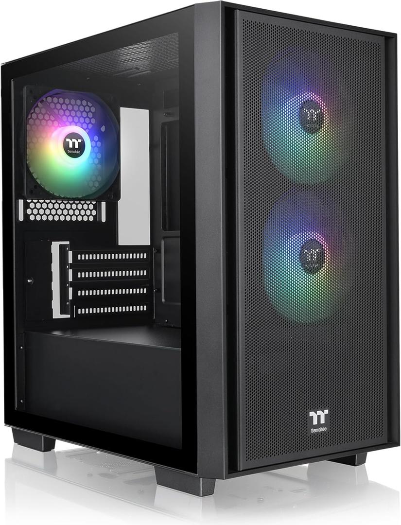 Thermaltake Versa H16 TG ARGB Black Micro ATX Tower Case; Tempered Glass Side Panel; 3 Pre-Installed ARGB Fans; CA-1Y8-00S1WN-02