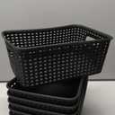 Kiddream Set of 6 Plastic Weave Storage Basket Pantry Organizing Bin (black)