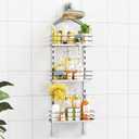 ODesign 3 Tier Height-Adjustable Shower Caddy Hanging Anti-Swing-Over The Shower Head Caddy-Storage Organizer Bathroom Shelves Basket-Silver