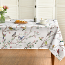 Horaldaily Spring Summer Tablecloth 60x84 Inch Rectangular, Birds Branch Floral Table Cover for Party Picnic Dinner Decor