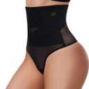 Yeblues Tummy Control Thong Shapewear, Women Seamless High Waisted Thong Panties Body Shaper Underwear S 