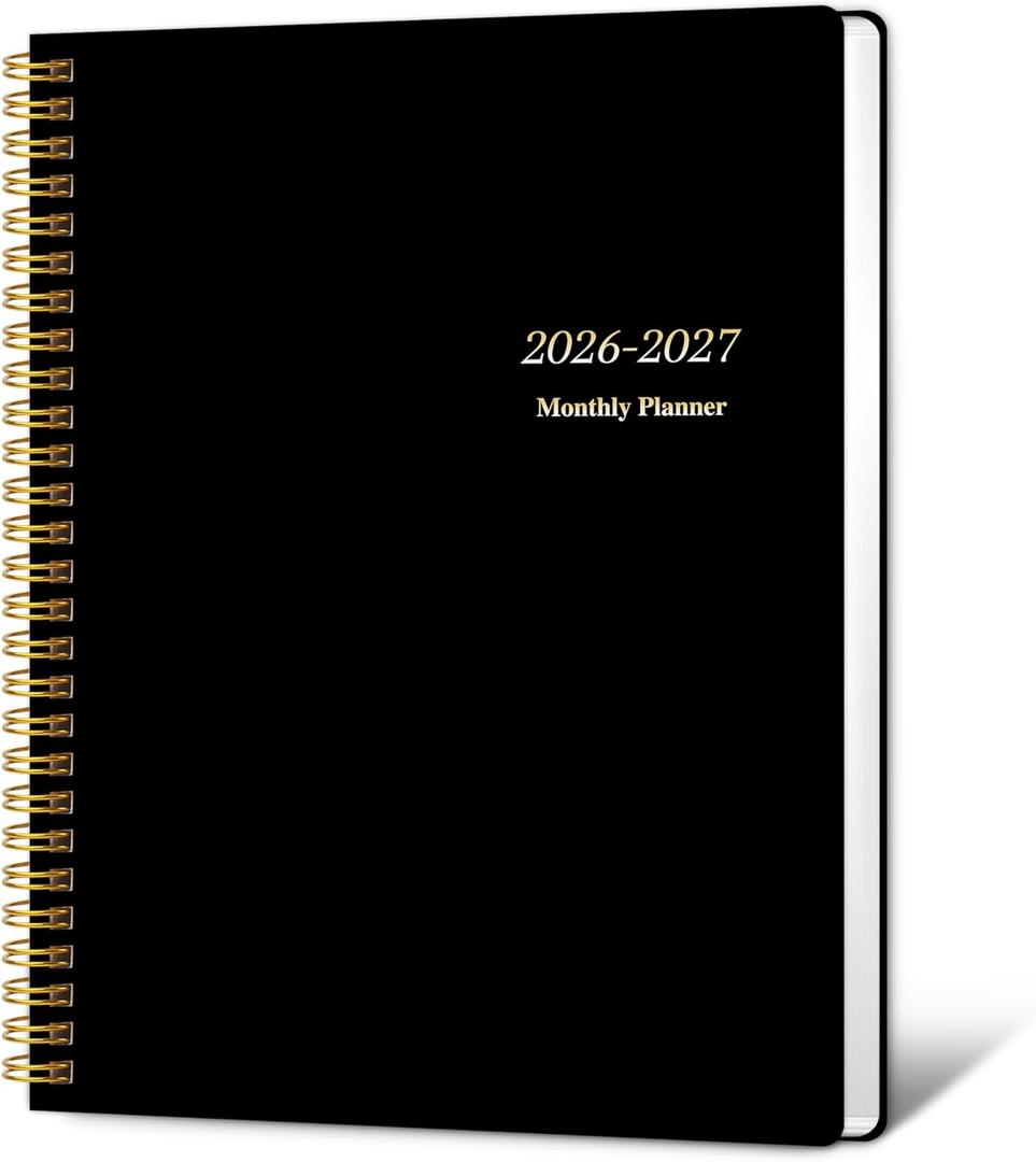 KMQOY Monthly Planner 2026-2027, 2026 Calendar 24 Months Planner, Jan 2026 - Dec 2027, 7.5"x10", Personal Calendar with Monthly Goals, To-Do List, Habit Tracker, 2 years for School Office Home Planning(Black)
