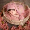 Newborn Baby Photography Props Outfits Cute Bear Hat Romper Set Infant Baby Boy Girl Photoshoot Props Costume Set (Pink)