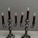 [ Extra Large ] 2 Pack Halloween Candelabra with LED Flame Less Candles Holder Battery Operated Flickering Lights Skull Candles for Halloween Decorations Indoor Home Table Party Haunted Mansion Decor