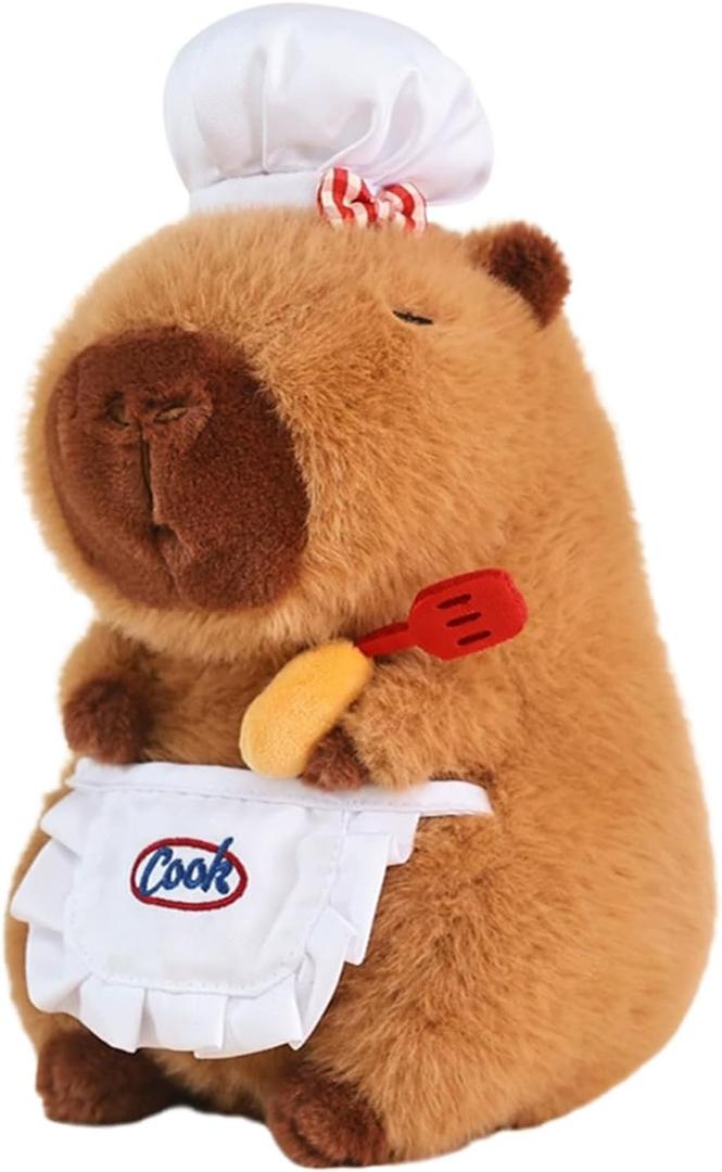 Ditucu Cute Capybara Plush with Cooking Chef Hat Holding Kitchen Shovel Soft Capibara Stuffed Animal Plushies Toys Hugging Gifts for Kids Brown 8.6 inch