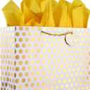 Bobobag 4 Pack 16.5" Extra Large Gift Bags with Tissue Paper for Mother's Day, Birthday Presents (gold polka dot)