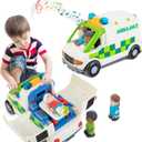 Ambulance Toy Friction Powered Vehicle with Lights and Sounds, Rescue Role Play Set, Ambulance Set, Play and Learn Toddler Toys for 1 2 3 Year Old Boys Children Toy Truck Party Birthday Gift