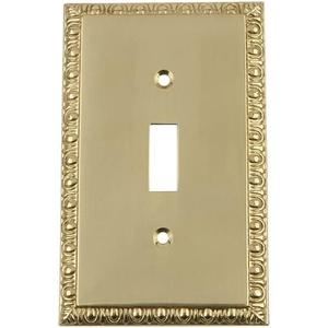 Nostalgic Warehouse Egg & Dart Deco Electrical Outlet Switch Plate Cover (Single Toggle, Unlacquered Brass)