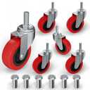 MySit 6 Pack Creeper Wheels 2.5 Inch Heavy Duty Swivel Caster Wheel Creeper Service Cart Stool Post Mount, M10 (Around 3/8") x 1" Metric Threaded Stem Casters Wheels Replacement