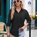 siliteelon Button Down Shirts Women Striped Long Sleeve Oversized Blouses (Black, XL)