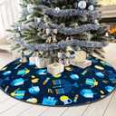 Hanukkah Tree Skirt 48 Inches Chanukah Tree Mat Holiday Indoor Decor Menorah Dreidel Tree Skirt for Holiday Party Hanukkah Indoor Outdoor Decorations