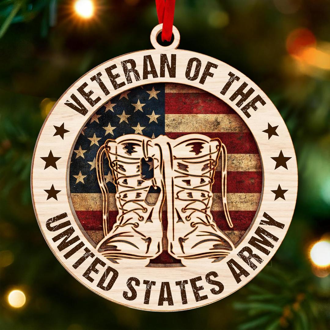 Army Veteran Gifts - Patriotic Christmas Ornaments for Veterans, Unique Army Christmas Tree Decor, Soldier Ornament 2025 Highlighting Military Pride, Perfect Ornaments for Army-Military Families