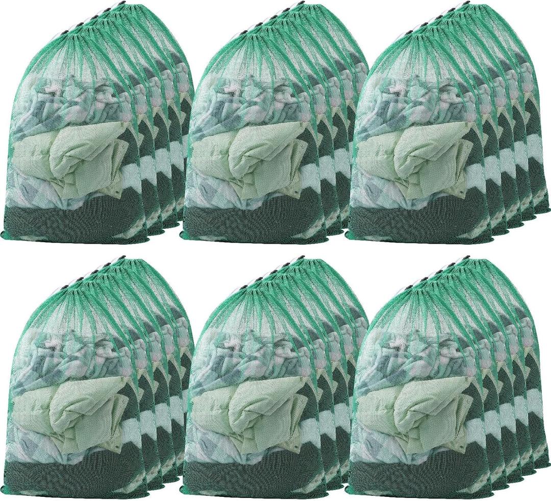 Berlune Large Mesh Laundry Bags, 24 x 36 Inch Bulk Wash Set with Drawstring for Commercial Use, Dorms, Vacation Rentals, Laundromats, Apartments & Facilities(Green,30)