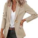 MEROKEETY Blazers for Women 2026 Long Sleeve Open Front Suit Jacket Business Casual Work Office Blazer (L)