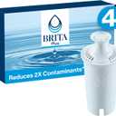 Brita Plus Water Filter, BPA-Free, High-Density Replacement Filter for Pitchers and Dispensers, Reduces 2x Contaminants*, Lasts Two Months or 40 Gallons, Includes 4 Filters