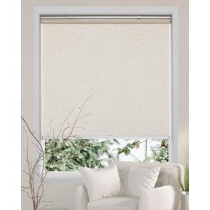 Persilux Custom Size Natural Woven Cordless Roller Shades, Free-Stop Window Shades for Home, Roller Window Shades, Light Filtering Window Blinds for Windows, Kitchen and Door (Cream) (Custom Size (Without Valance), Cream (Light Filtering))