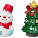 4PCS Resin Christmas Figurines Set, Miniature Christmas Figurines Tabletop Decor - Snowman, Santa Claus & Christmas Tree Resin Sculptures for Holiday Home, Office Desk, Mantel Decorations