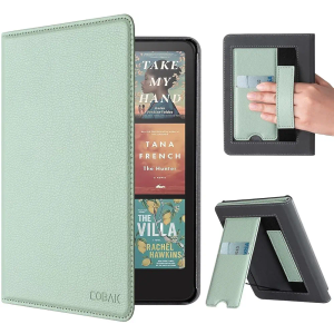 CoBak Case with Stand for Kindle Paperwhite 12th Gen 2024 Released (7") & Kindle Colorsoft Signature Edition - Durable PU Leather Cover with Auto Sleep Wake, Card Slot, Hand Strap Feature, Sage Green