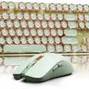 EWEADN Wired Typewriter Keyboard and Mouse Combo, Typewriter Style Mechanical Gaming Keyboard,104 Keys Backlit LED Keyboards, Media Control Knob, Wired Keyboard Pink Switch for Windows/Mac/PC-Green