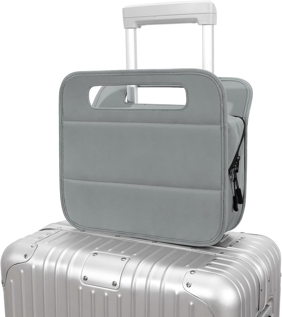 CONTAIL 13 Inch 3L 4-in-1 Travel Essentials Organizer, Small Business Handbag, Suitcase Drink Holder,Phone Tablet Holder,Airport Accessories Storage,Grey