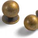 Set of 12 -Sleek Round Antique Brass Cabinet Knobs - Retro and Minimalist Hardware for Stylish Home Enhancement - 1 1/8 Inch Diameter