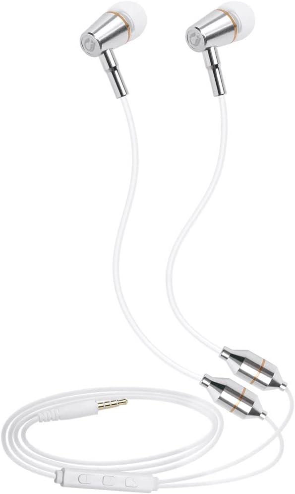 ibrain Air Tube Headphones Air Tube Earbuds Airtube Headset with Microphone & Volume Control Airtube Headphones for a Safe and Healthy Listening (White)